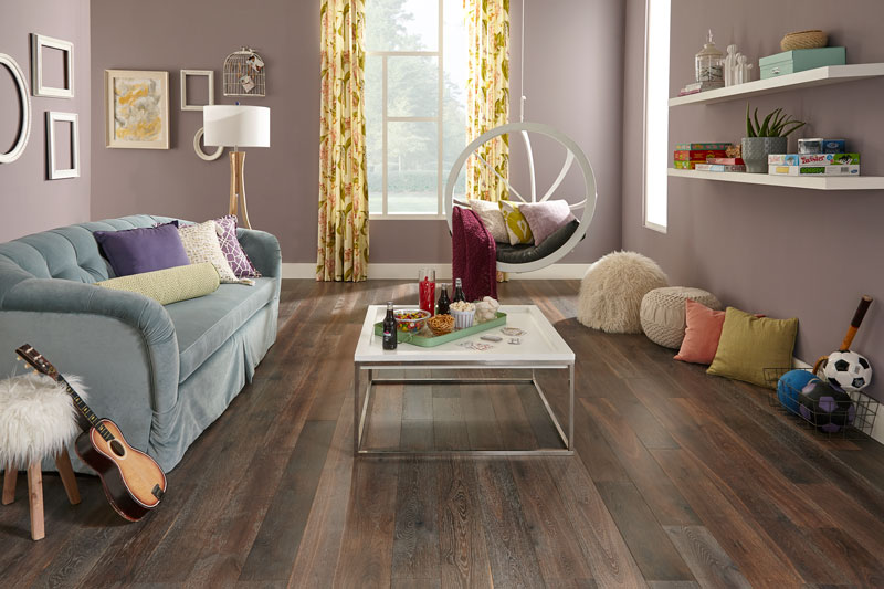 Engineered hardwood floor family room
